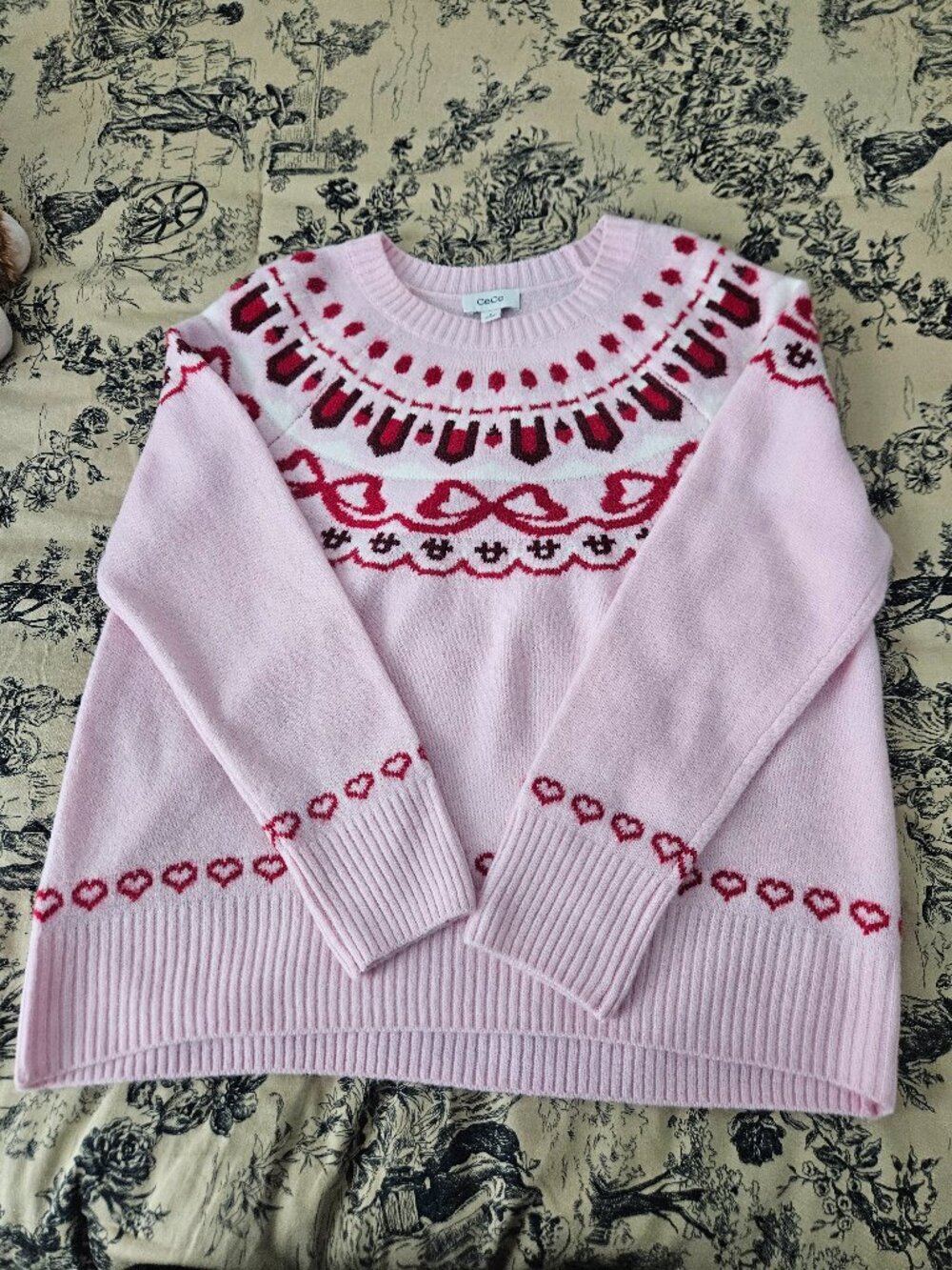 Womens Pink Heart Sweater